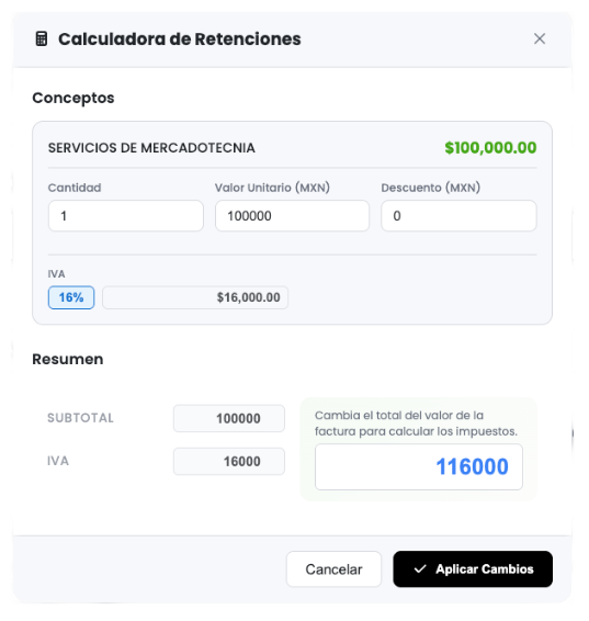 Calculadora de Retenciones MrFactura